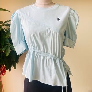 Light Blue Puff Sleeve Top